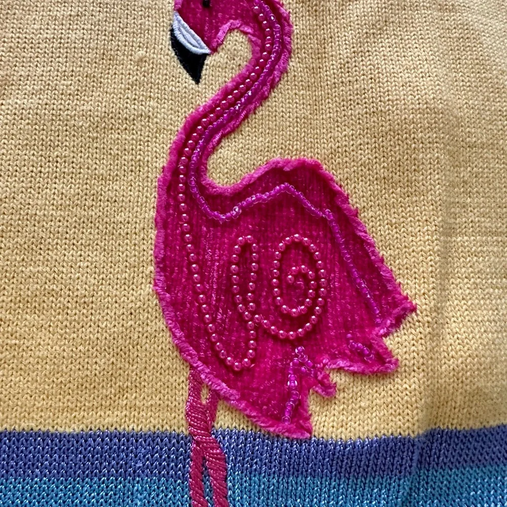 Just Be Yellow Pink Flamingo Button Down Shirt /sweater - Picture 7 of 9